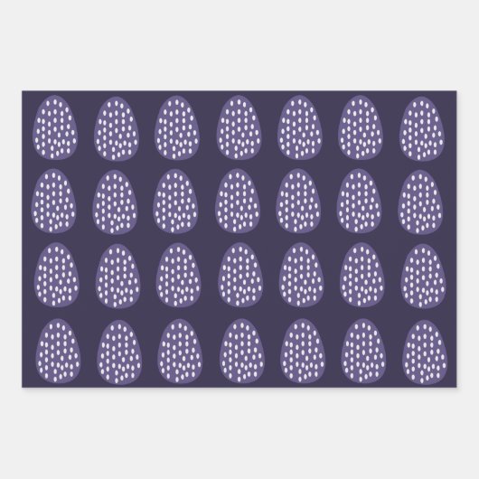 Lila Happy Oaster Eggs Muster Geschenkpapier Set (Vorderseite 2)