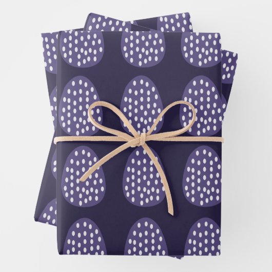 Lila Happy Oaster Eggs Muster Geschenkpapier Set (Beispiel)