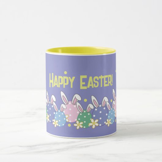 Lila Happy Oster Tasse - Bunny Oar Eggs (Zentrum)