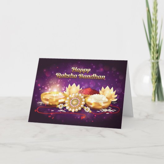 Lila Happy Raksha Bandhan Sparkle Karte (Vorderseite)