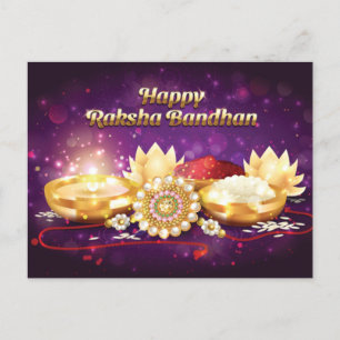 Lila Happy Raksha Bandhan Sparkle Postkarte