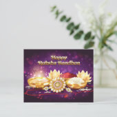 Lila Happy Raksha Bandhan Sparkle Postkarte (Stehend Vorderseite)