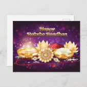 Lila Happy Raksha Bandhan Sparkle Postkarte (Vorne/Hinten)