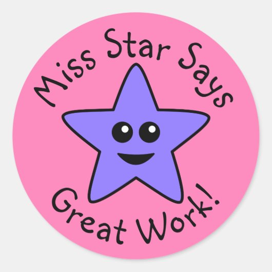 Lila Happy Star Great Work Stickers (Vorderseite)