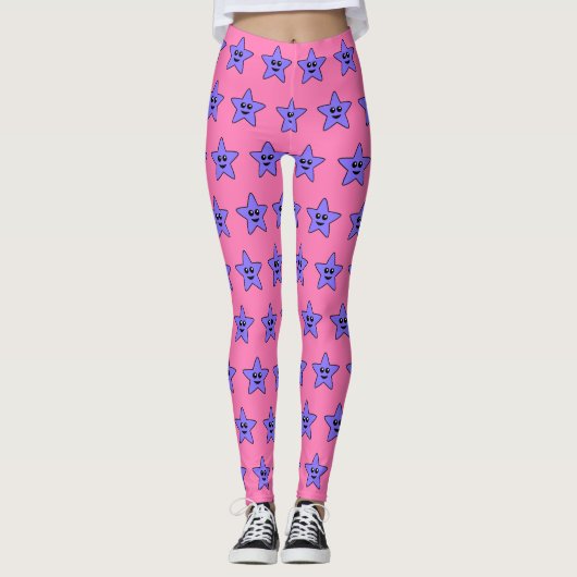 Lila Happy Star Leggings (Vorderseite)