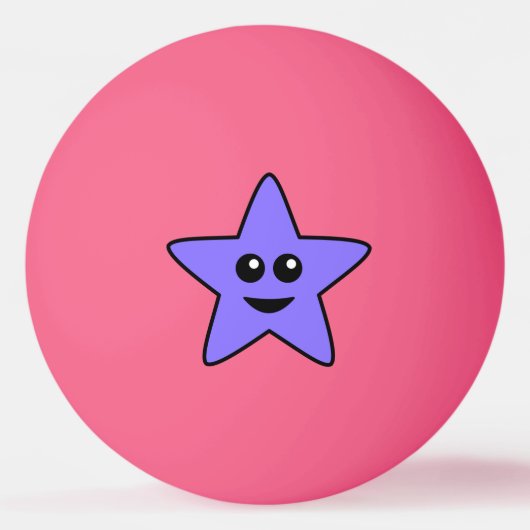 Lila Happy Star Ping Pong Ball Tischtennisball (Vorderseite)