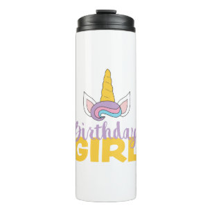 Lila Happy Unicorn Geburtstagsmädchen Einhornfiebe Thermosbecher