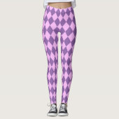 Lila Harlequin-Muster in Rosa und Orchid Leggings (Vorderseite)