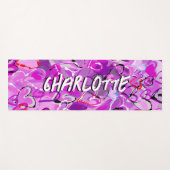 Lila Harmonie: Graffiti Hearts Yogamatte (Vorderseite (Horizontal))