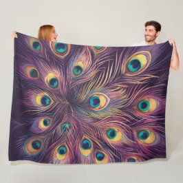 Lila harte Pastelle Zeichnend Pfauenfedern Fleecedecke