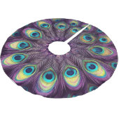 Lila harte Pastelle Zeichnend Pfauenfedern Polyester Weihnachtsbaumdecke (Schrägansicht)