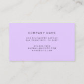 Lila Hartglas Visitenkarte (Rückseite)