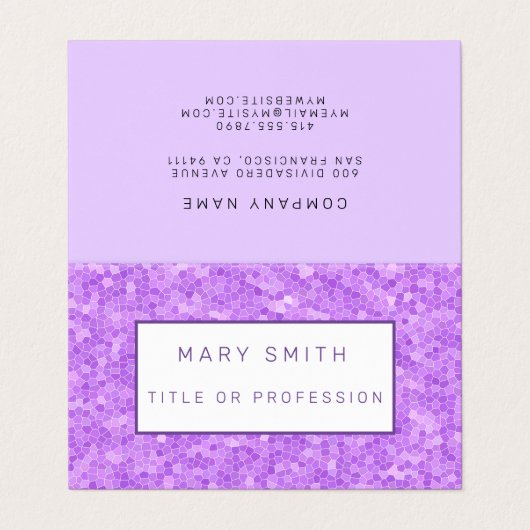 Lila Hartglas Visitenkarten (Außenseite Aufgefaltet)