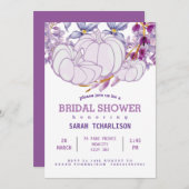 Lila Harvest Pumpkin Floral Brautparty Einladung (Vorne/Hinten)