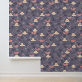 Lila Hat Butterfly Watermelon Muster Tapete