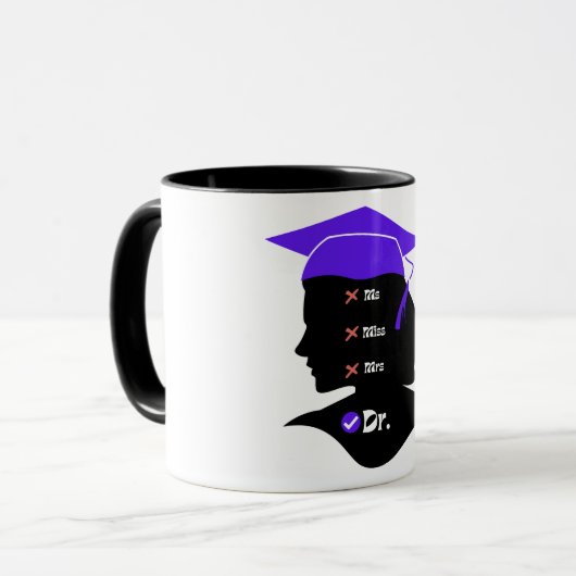 Lila Hat Miss Dr. Design für den neuen Hochschulab Tasse (Vorderseite Links)