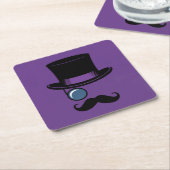 Lila Hat Monocle Mustache Untersetzer Set (angewinkelt)