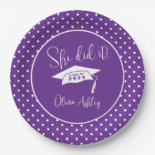 Lila hat sie es Abschluss gemacht Pappteller (Vorderseite)