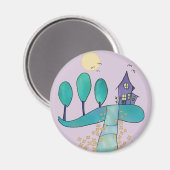 lila Haus Magnet (Vorderseite/Rückseite)