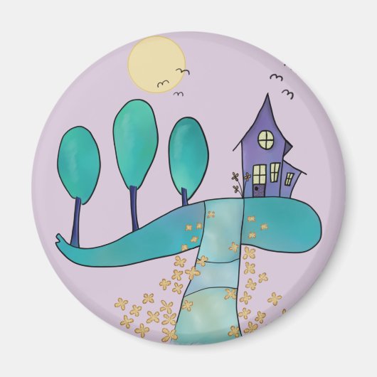 lila Haus Magnet (Vorne)