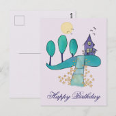 lila Haus Postkarte (Vorne/Hinten)