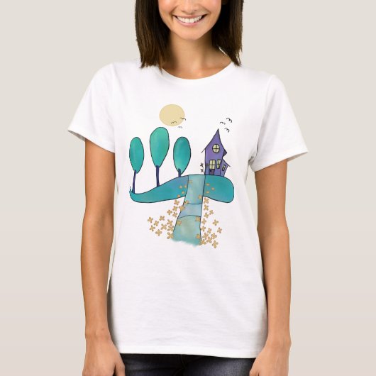 lila Haus T-Shirt (Vorderseite)