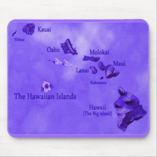 Lila Hawaiianischer Inselplan Mousepad