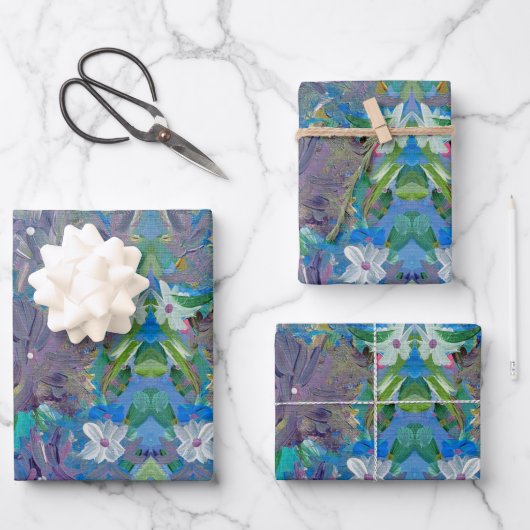 Lila Haze Floral Geschenkpapier Set (Vorderseite)