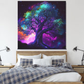 Lila Haze Galaxy Tree Leinwanddruck (Insitu (Schlafzimmer))