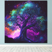 Lila Haze Galaxy Tree Leinwanddruck (Insitu (Holzboden))