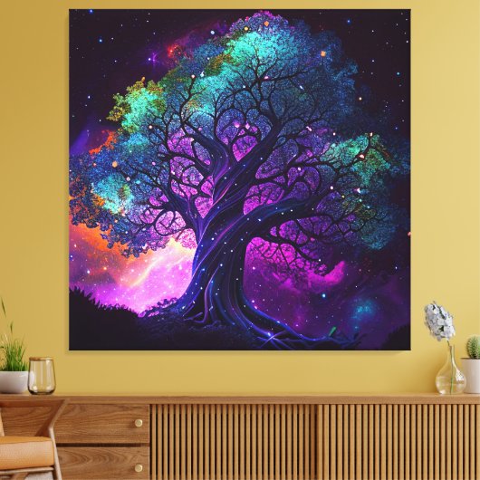 Lila Haze Galaxy Tree Leinwanddruck (Insitu (Wohnzimmer))