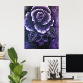 "Lila Haze" Skull Rose Art Poster drucken (Heimbüro)