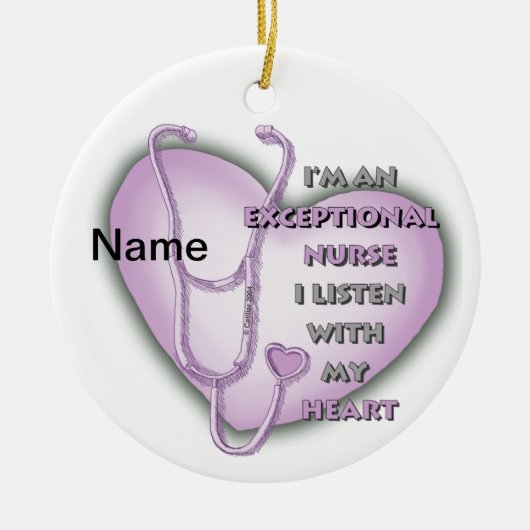 Lila Heart Ausnahmeschwester Keramik Ornament (Vorne)