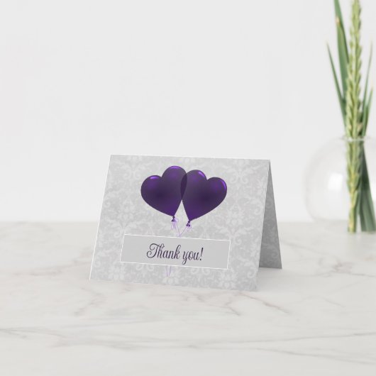 Lila Heart Balloons Wedding Danke (Vorderseite)