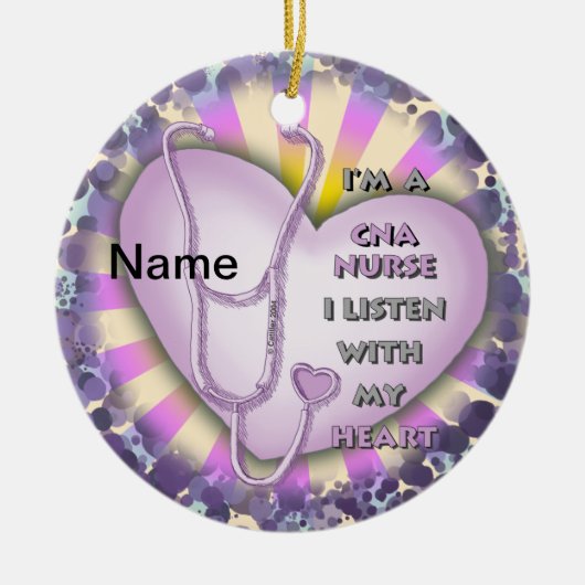 Lila Heart CNA Nurse Keramikornament (Vorne)