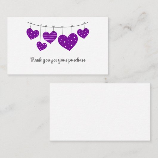 Lila Heart Dankeschön-Karte Begleitkarte (Vorne/Hinten)