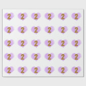 Lila Heart Gold Glitzer 2. Geburtstag Geschenkpapier (Flach)