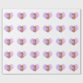 Lila Heart Gold Glitzer 3. Geburtstag Geschenkpapier (Flach)