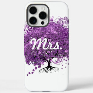 Lila Heart Leaf Tree Mrs. Bride iPhone 16 Pro Max Hülle
