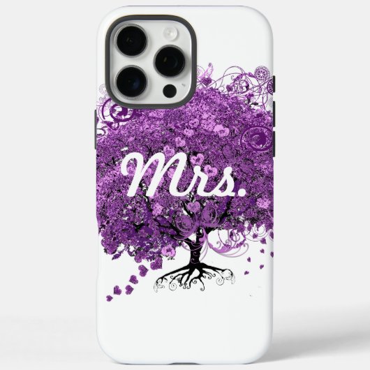 Lila Heart Leaf Tree Mrs. Bride Case-Mate iPhone Hülle (Rückseite)