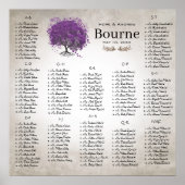 Lila Heart Leaf Tree Seating Chart 12 Tische Poster (Vorne)