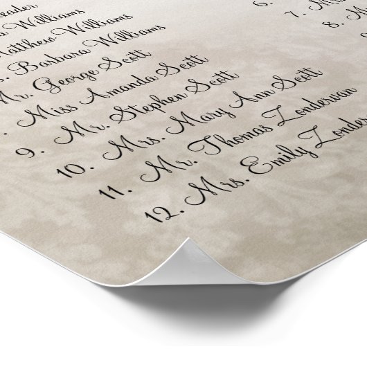 Lila Heart Leaf Tree Seating Chart 12 Tische Poster (Ecke)