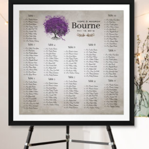 Lila Heart Leaf Tree Seating Chart 12 Tische Poster