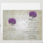 Lila Heart Leaf Tree Wedding Menü (Vorne/Hinten)