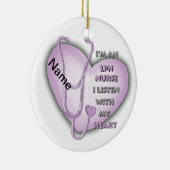 Lila Heart LPN Nurse Keramik Ornament (Rechts)
