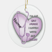 Lila Heart LPN Nurse Keramik Ornament (Links)