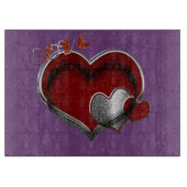 Lila Heart Magic Glass Cutting Board 38,1x27,9cm Schneidebrett (Vorderseite)