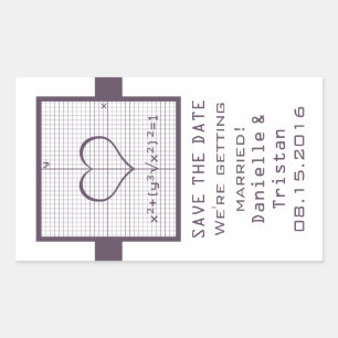 Lila Heart Mah Graph Save the Date Stickers