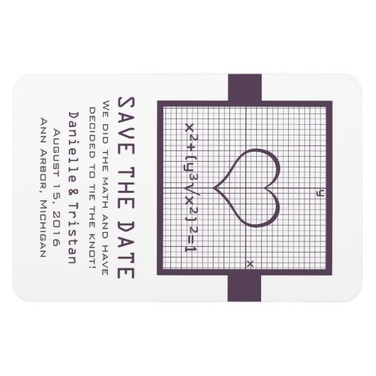 Lila Heart Math Graph Speichern des Datumsfensters Magnet (Horizontal)