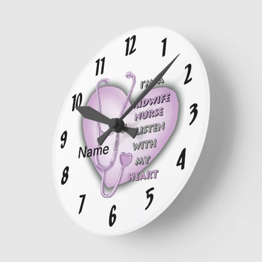 Lila Heart Midfrau Nurse Runde Wanduhr (Winkel)